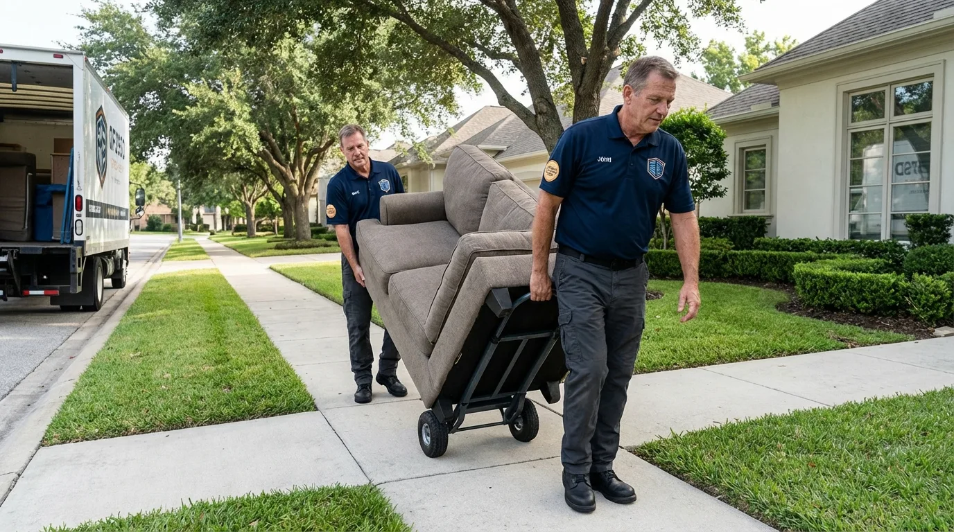 Local residential moving crew loading furniture in Northridge, CA